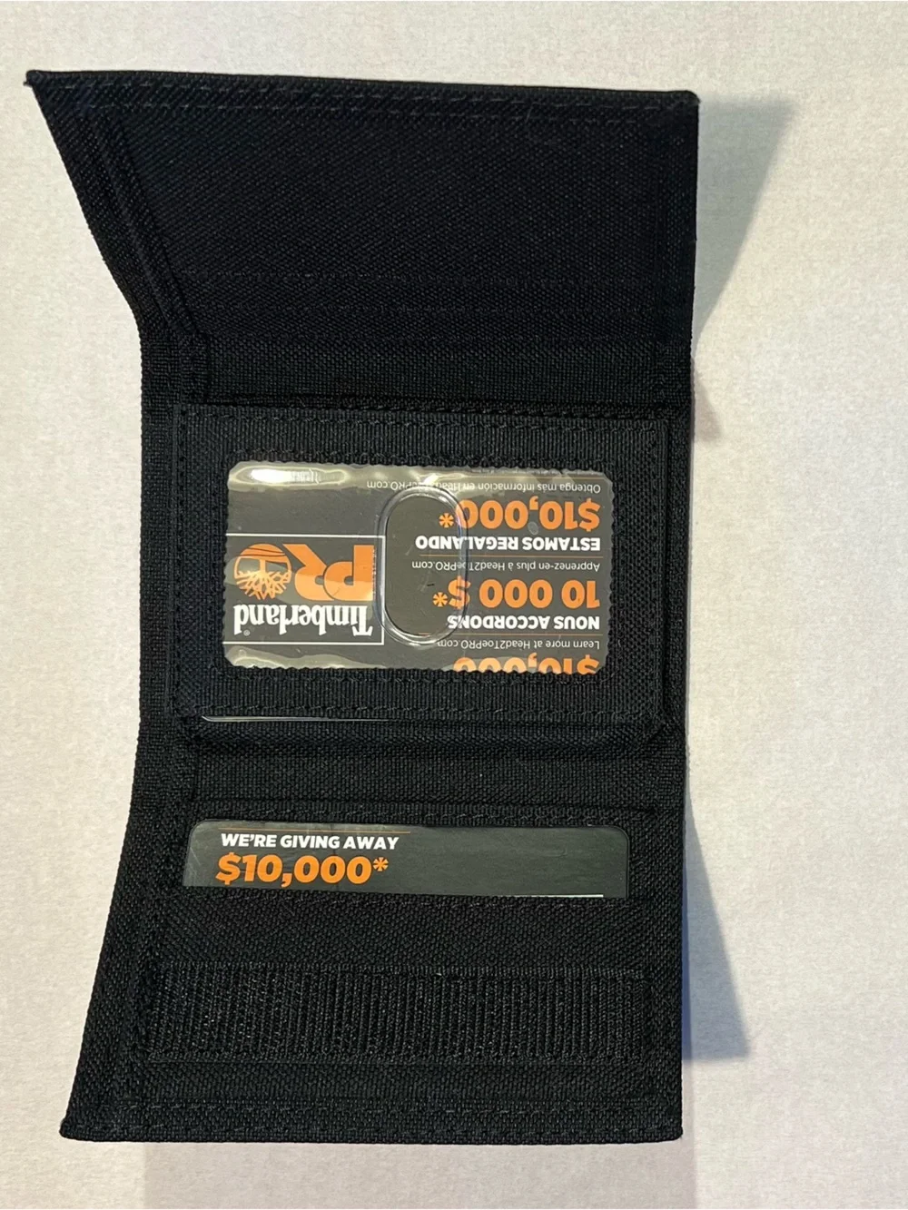 Timberland PRO Men’s Black Nylon Trifold Wallet Velcro ID Workwear EDC
